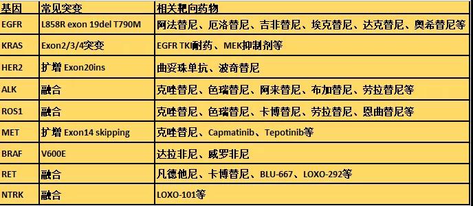 肿瘤靶向药物一览表图片